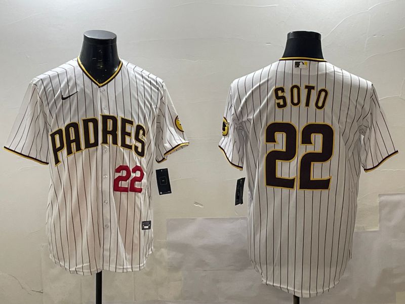 Men San Diego Padres #22 Soto White Stripe Game 2025 Nike MLB Jersey style 4